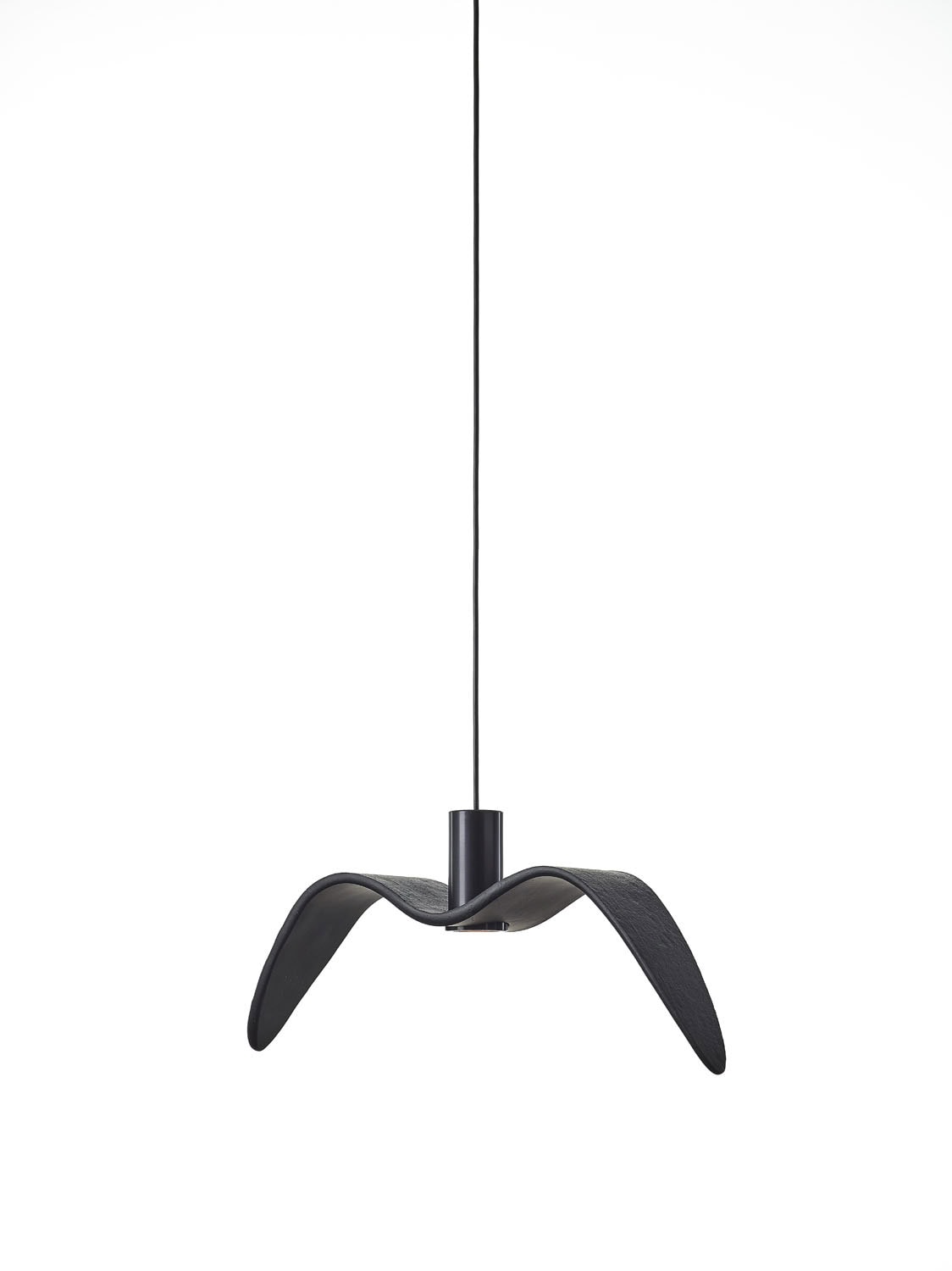 Brokis Night Birds Exterior Down Pendant boasts a sculptural, handblown black shade, exuding modern luxury elegance.