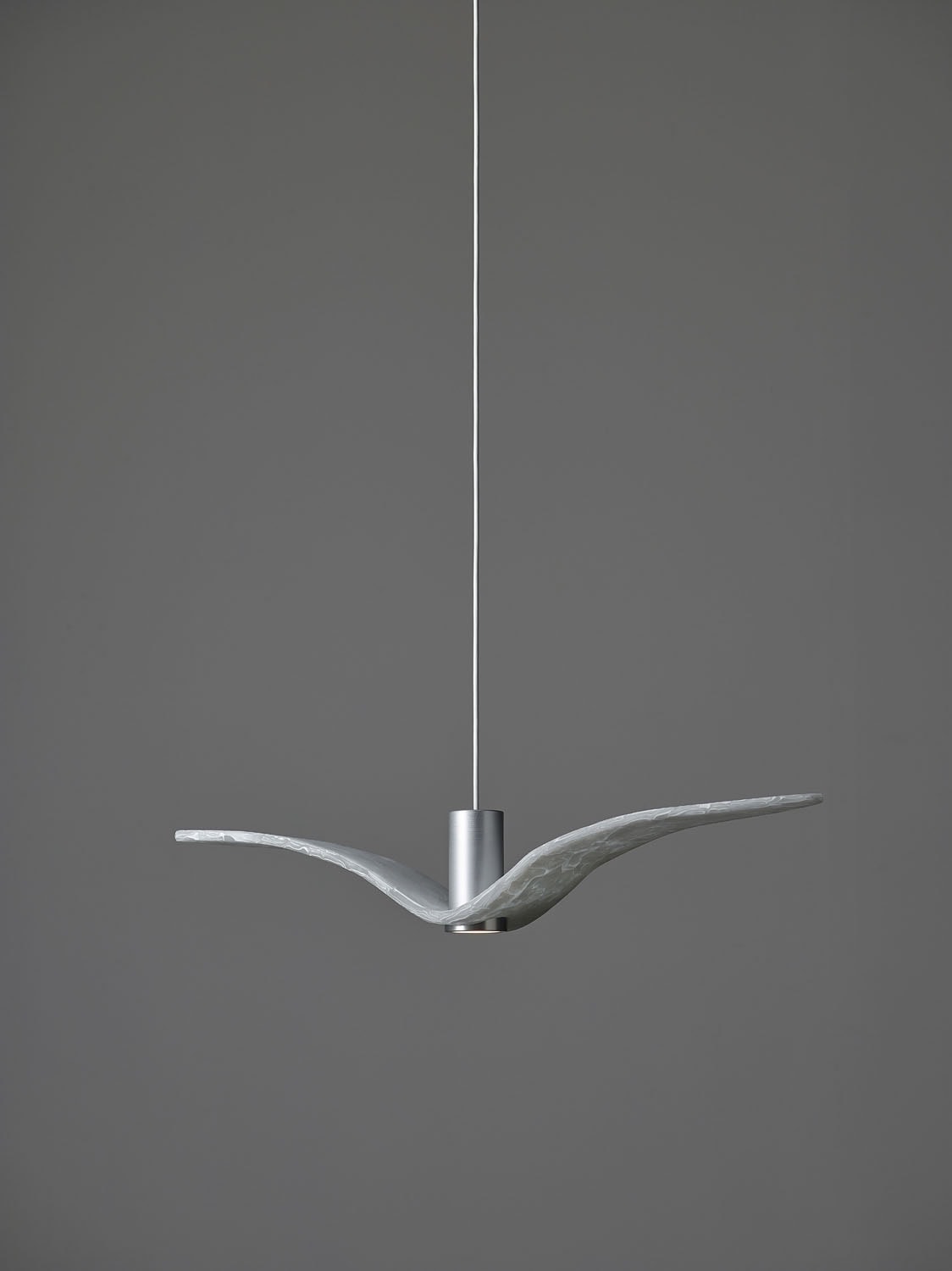 Night Birds Exterior Up Pendant by Brokis - glass wings and sleek metal, elegantly suspended for a refined allure.
