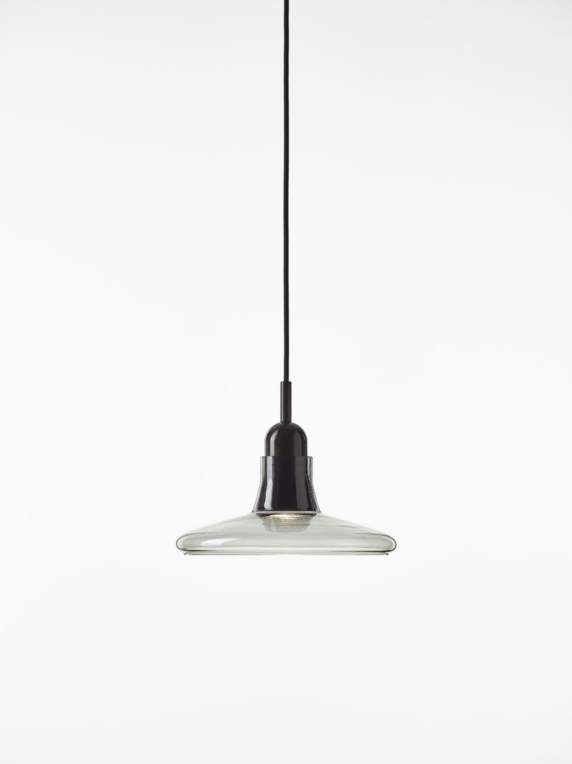 Brokis Shadows Exterior Large Pendant showcases a sculptural, hand-blown glass shade and black accents for refined elegance.