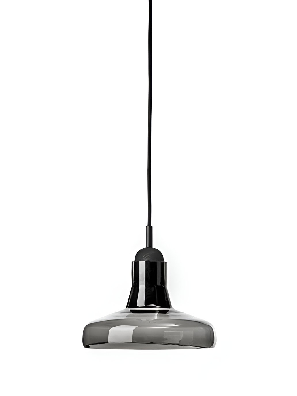 The Brokis Shadows Medium Pendant showcases handblown, sculptural glass in sleek, semi-transparent smoky grey elegance.