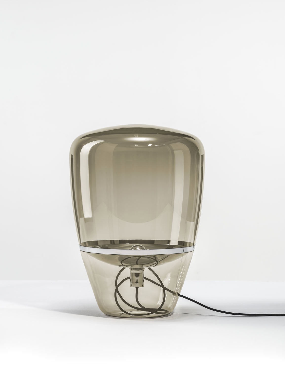 Brokis Balloons Medium lamp features handblown translucent grey glass and a sculptural form, exuding modern luxury.