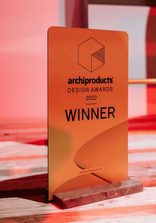 Archiproducts Design Awards 2022 winner signage.