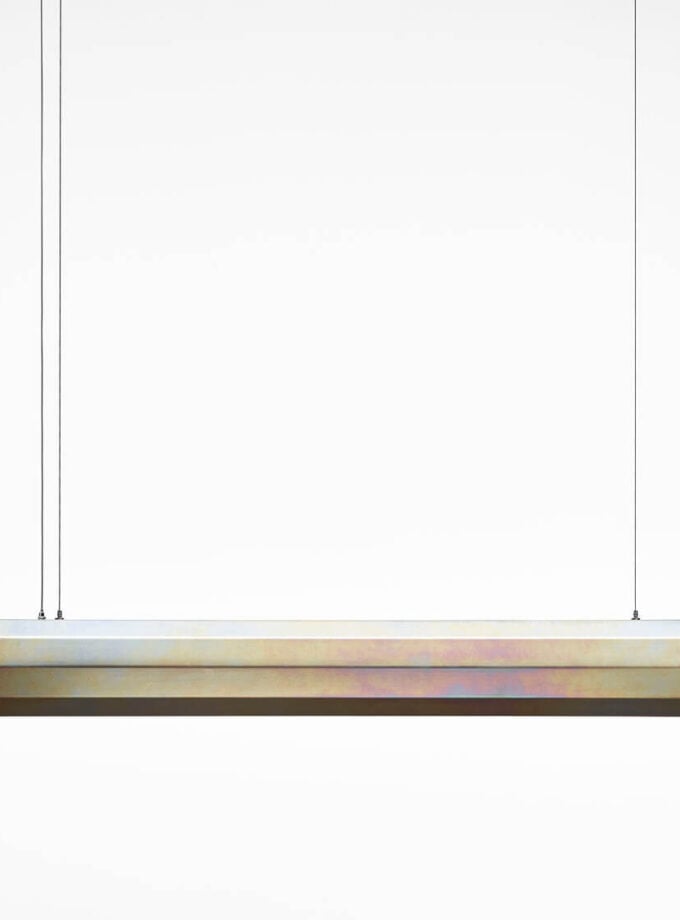 Brokis Prisma Chandelier Double Large 1000: iridescent, sculptural pendant with hand-blown glass radiates soft luxury.