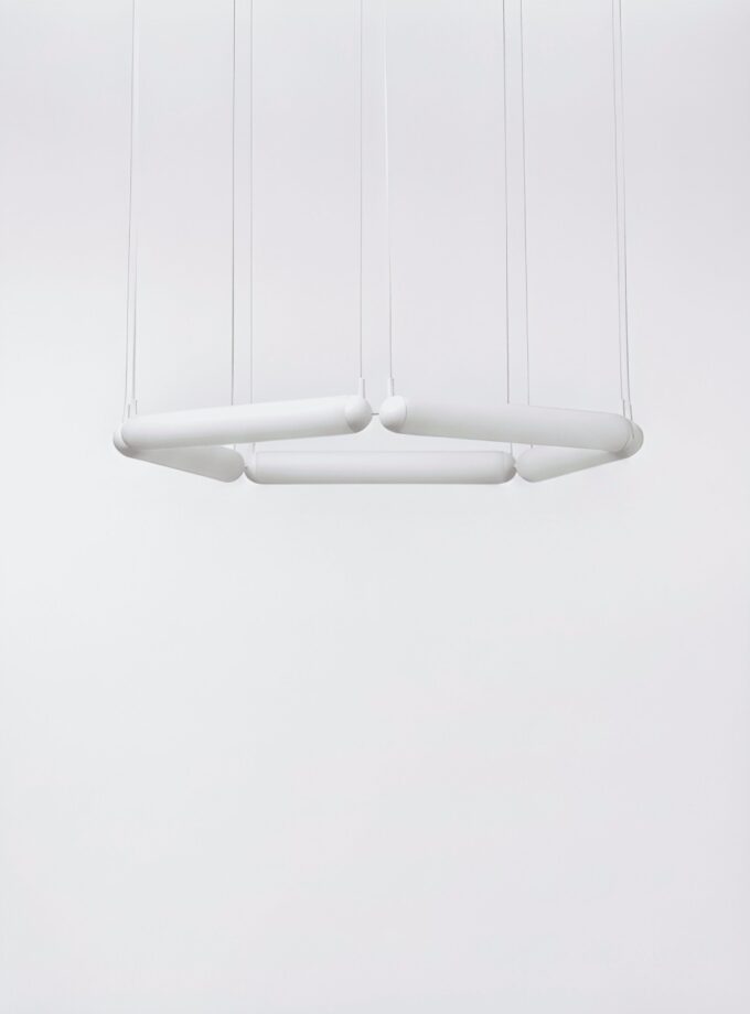 Brokis Puro Contour Pentagon 600 in triplex opal glass.