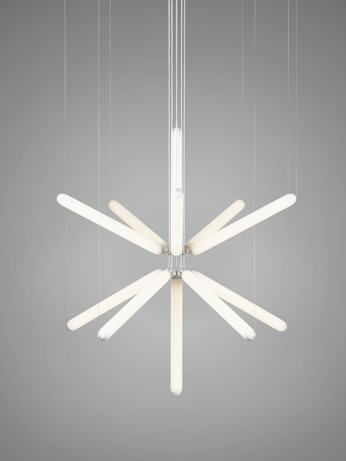 Brokis Puro Sparkle 600 Chandelier dazzles with sculptural, glass rods radiating luxuriously from a crystal centre.
