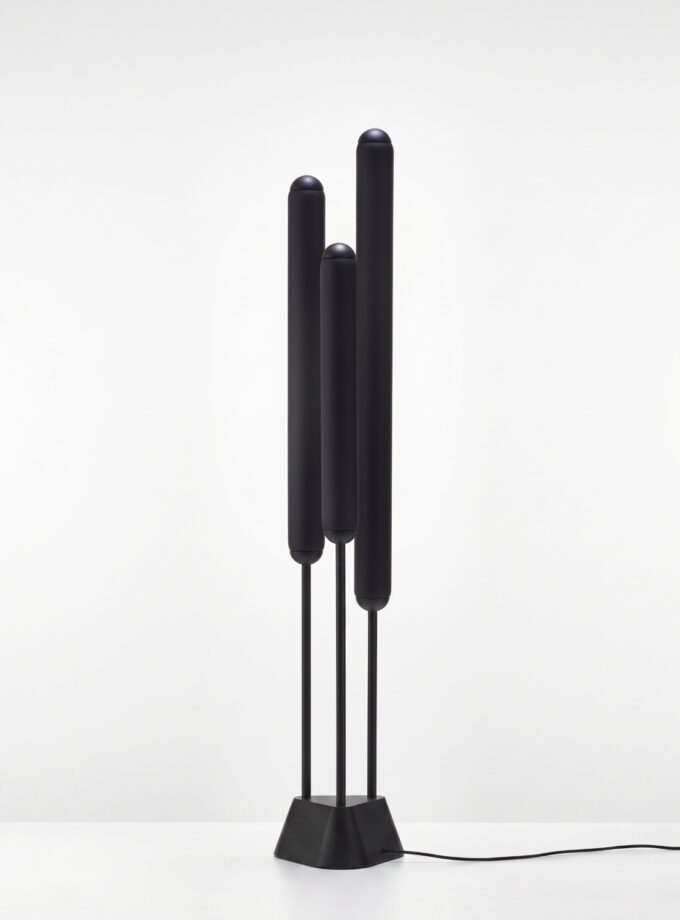 Brokis Puro Floor 3 Tubes 1550 in dark grey opaline glass.