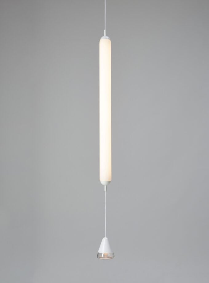 Brokis Puro Single Vertical 1000 in triplex opal glass.