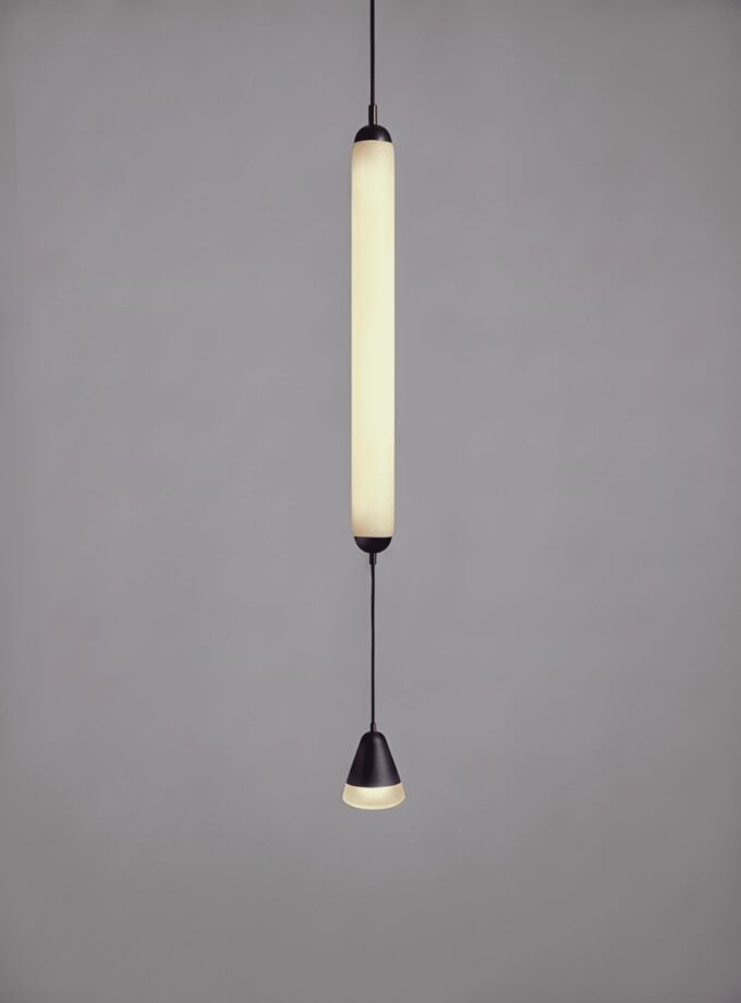 Brokis Puro Single Vertical 800 in dark grey opaline glass.