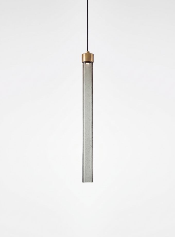 Brokis Comet Round 700 in smoke grey glass and champagne finish.