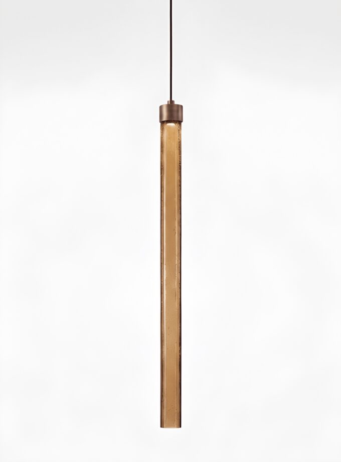 Brokis Comet Round 900 in smoke brown glass and bronze finish.