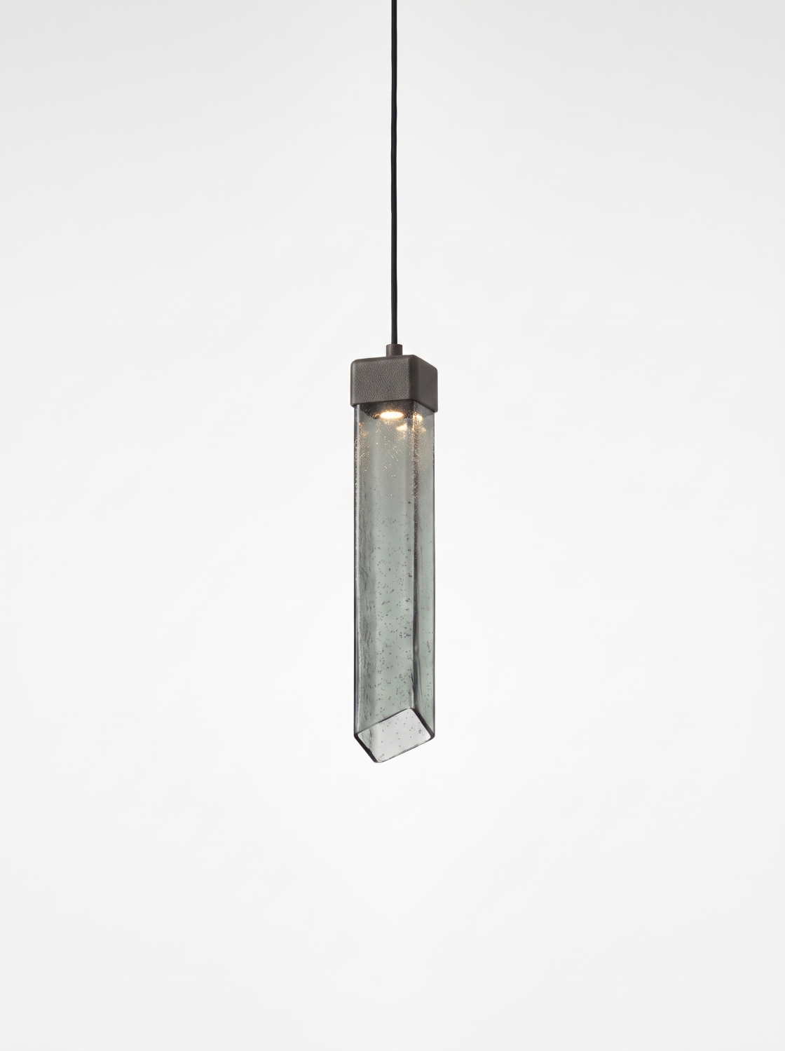 Brokis Comet Square 380 in smoke grey glass and graphite finish.