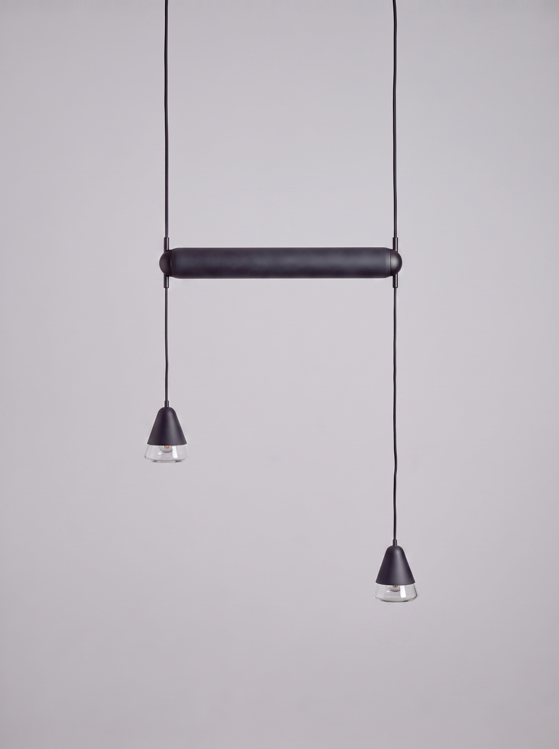 Brokis Puro Single Horizontal 600 in dark grey opaline glass.