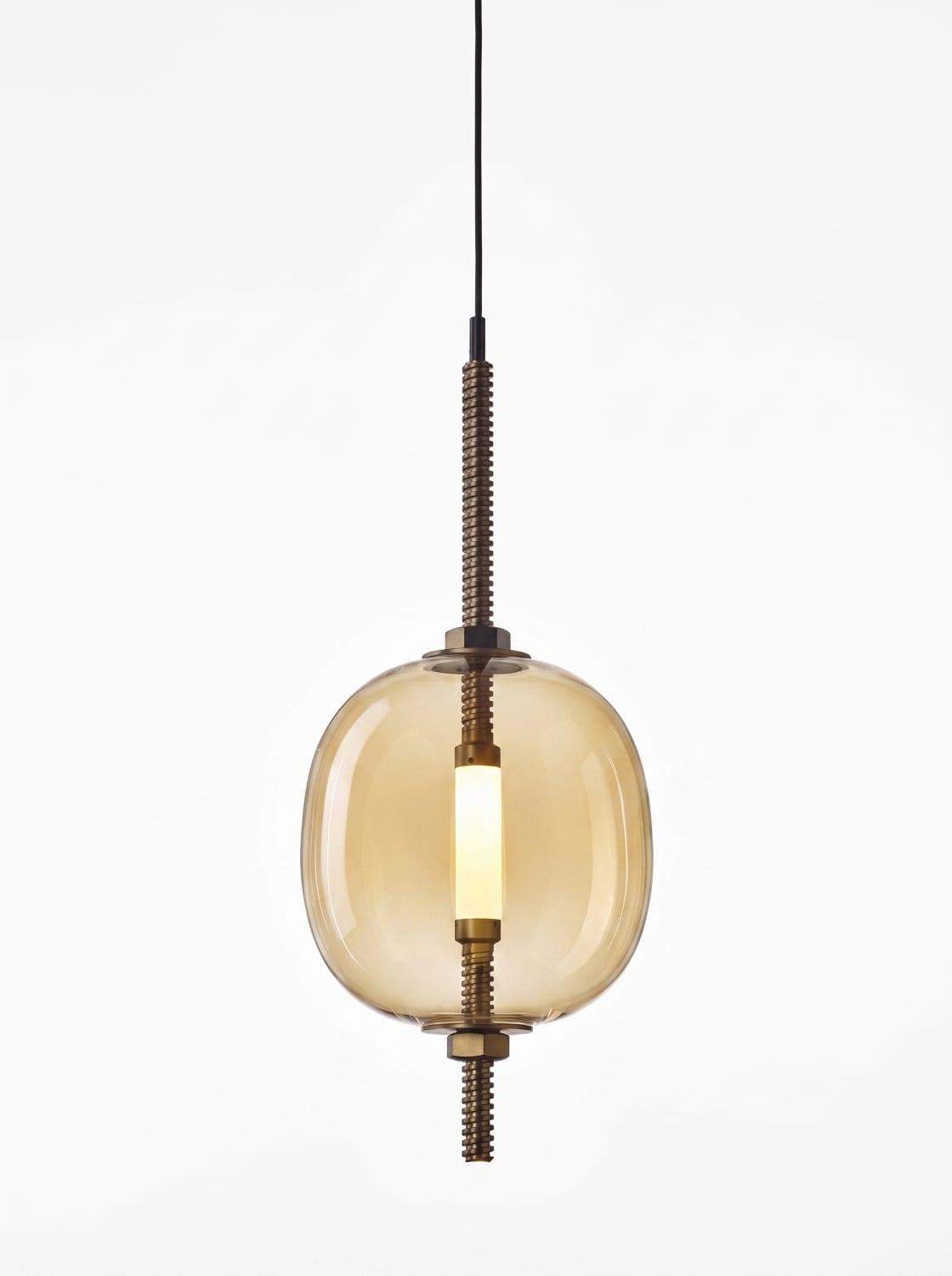 Brokis Under Pressure Vertical More in amber glass and bronze finish.