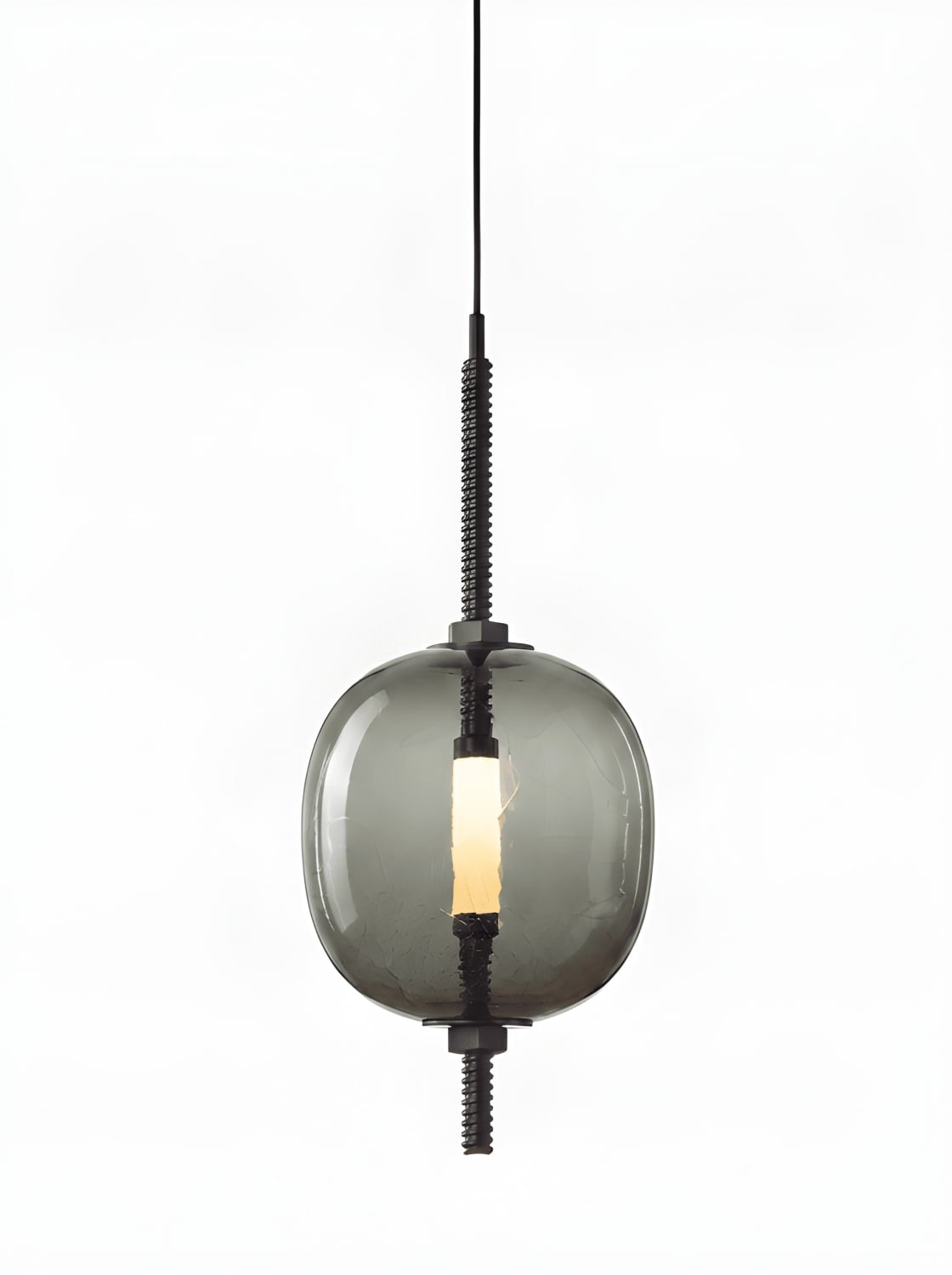 Brokis Under Pressure Vertical More in smoke grey glass with crackle and black finish.