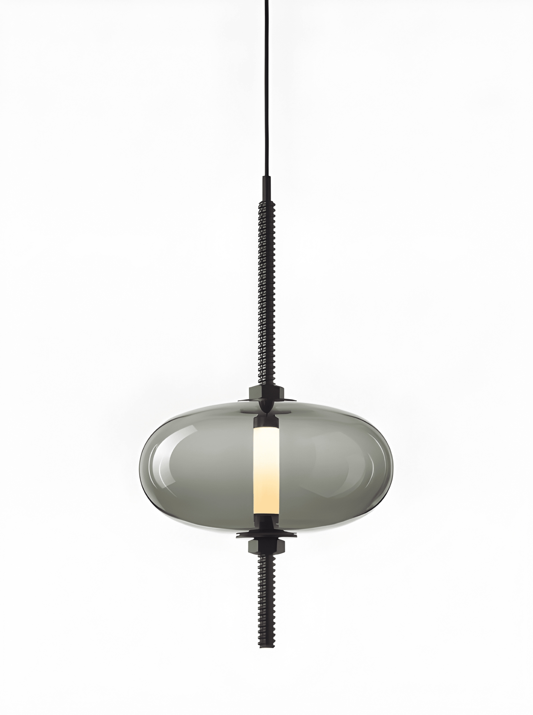 Brokis Under Pressure Vertical Most in smoke grey glass and black finish.