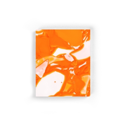 Orange triplex opal acid etched BROKISGLASS sample.