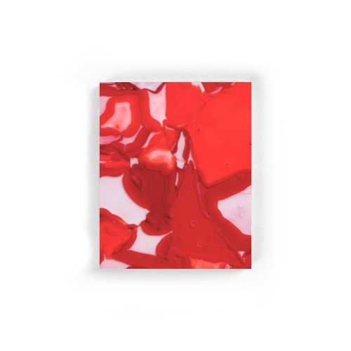 Red triplex opal acid etched BROKISGLASS sample.