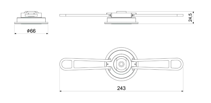 Technical drawing of a Brokis trimless device: for ceiling thickness of 11-18mm