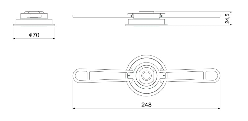 Technical drawing of a Brokis Knot Small trimless device: for ceiling thickness of 11-18mm