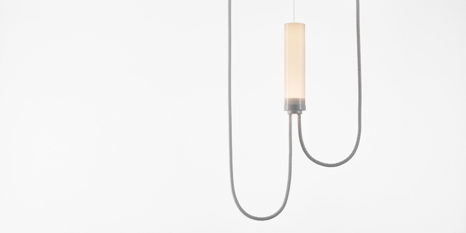 Brokis Arcade I Horizontal Chandelier in opaline and glossy white finish.