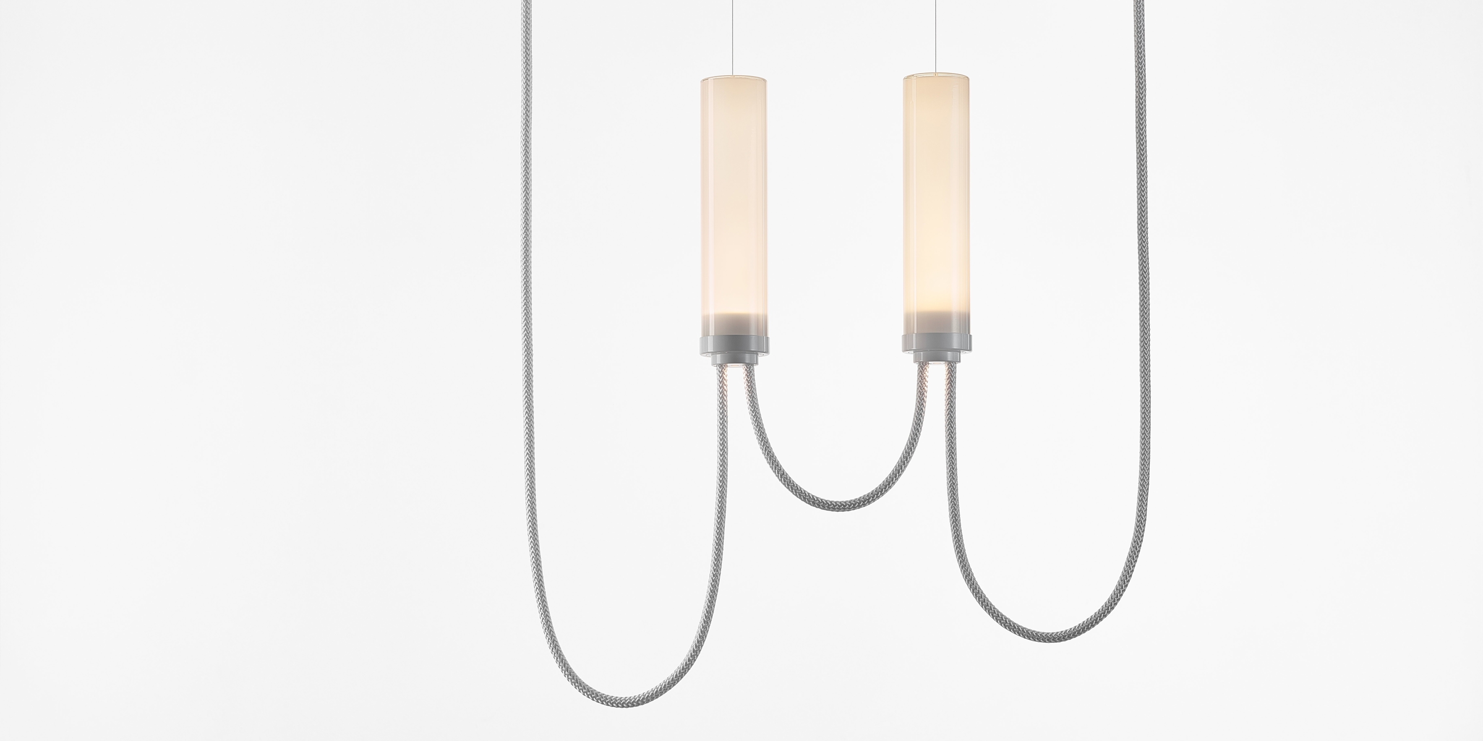 Brokis Arcade II Horizontal Chandelier in opaline and glossy white finish.