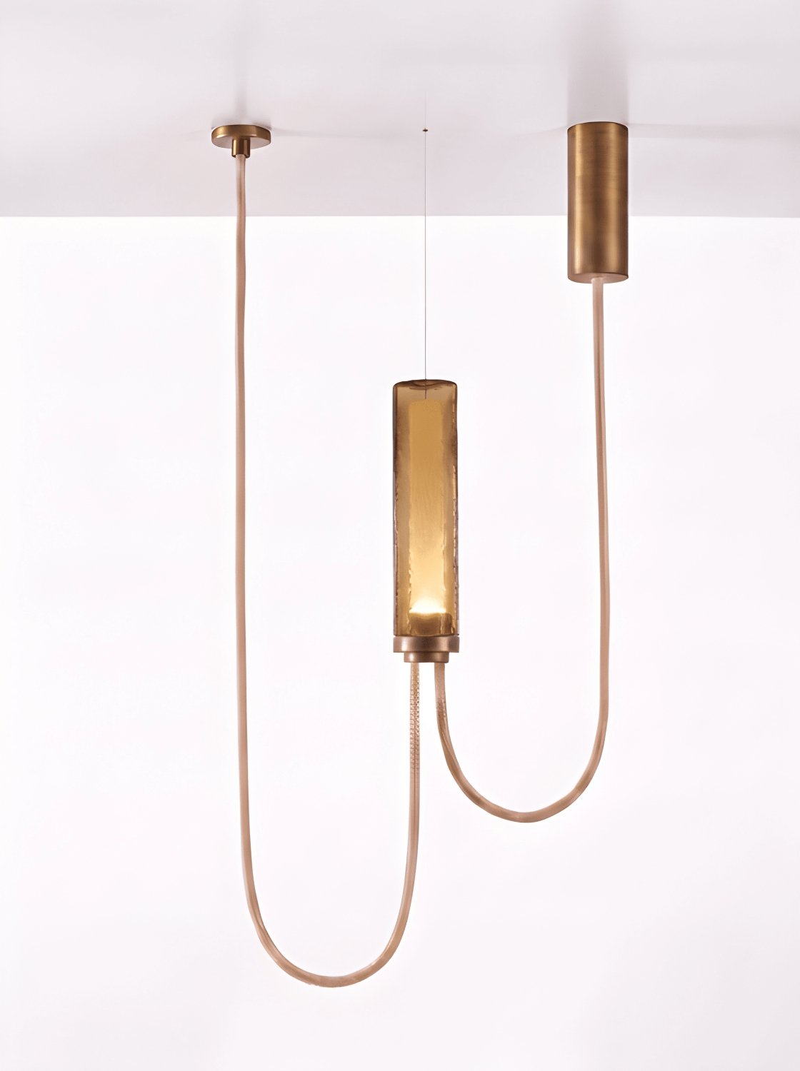 Brokis Arcade I in smoke brown glass with ripples and brushed champagne finish.