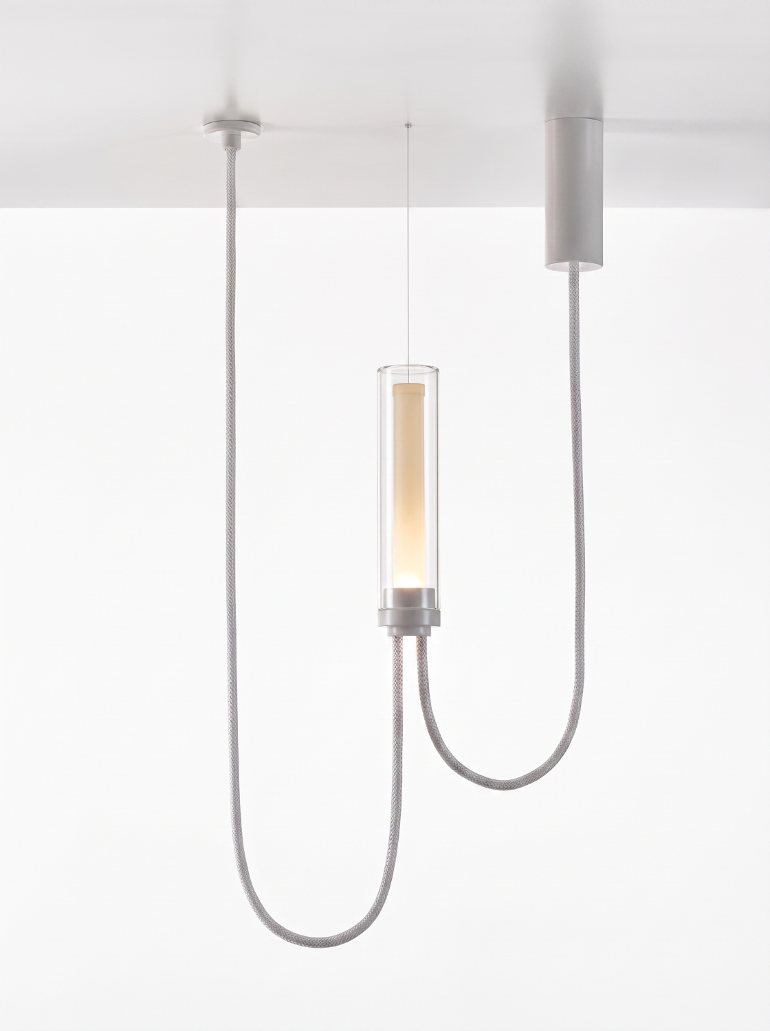 Brokis Arcade I in transparent glass and glossy white finish.