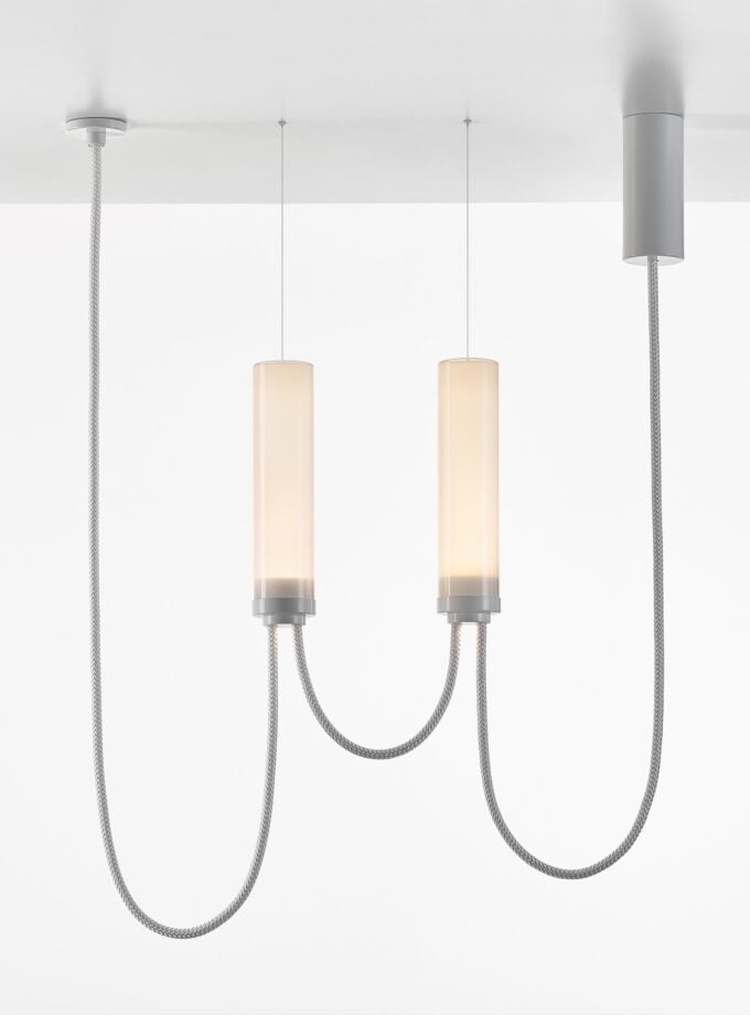 Brokis Arcade II in opaline glass and glossy white finish.
