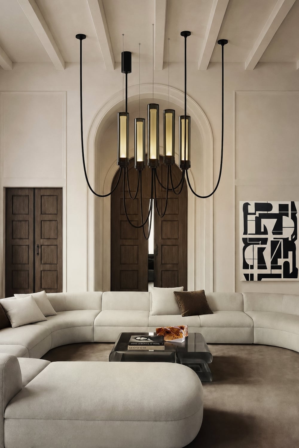 Brokis Arcade Criss-Cross Small V Chandelier surrounded by luxury interior.