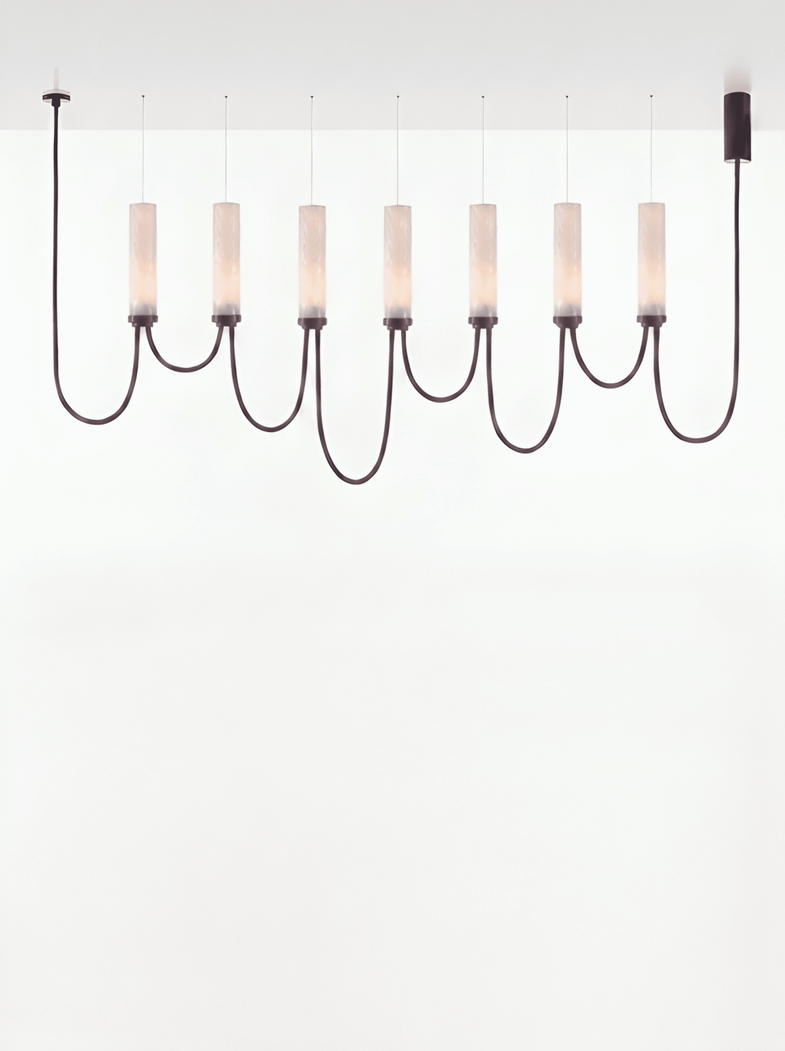 Brokis Arcade VII in opaline glass with ripples and glossy black finish.