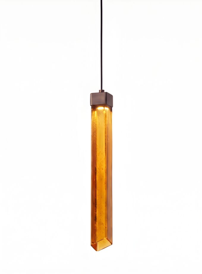 Brokis Comet Square 580 in cognac glass and bronze finish.